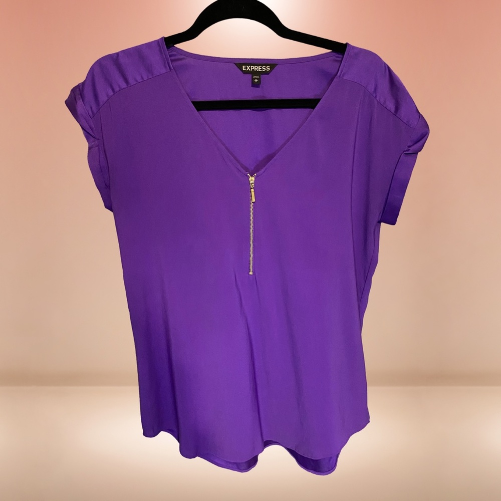 Express Purple Half Zip Blouse Size Small